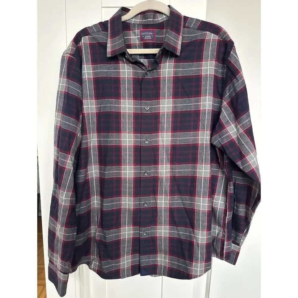 UNTUCKit Men's Plaid Button-Up Long Sleeve Shirt Alentejo, Size XL, Like New